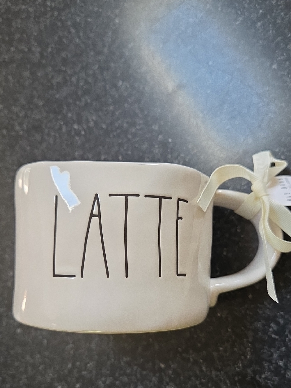 Rae Dunn LATTE Ceramic Mug Cream Lettered Coffee Cup Large New